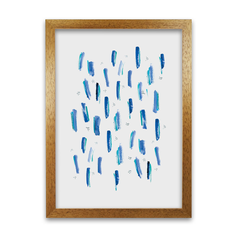 Brush Strokes Mustard by Laura Irwin - Print, Green/Grey, Oak Framed, 59.4cm H x 42cm W x 3cm D