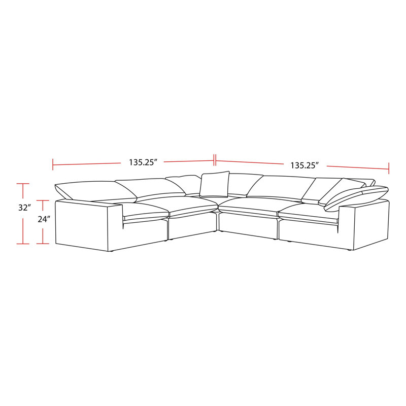 Canapé modulaire rembourré 5 pièces Ihoris