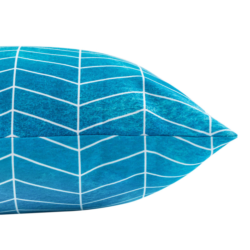 Coussin lombaire extérieur bleu à zigzag