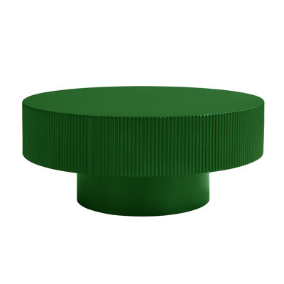 Modern Minimalist Round Coffee Table | 6.8'' Thick Fluted Tabletop | Sturdy Base | Easy Assembly for Living Room
