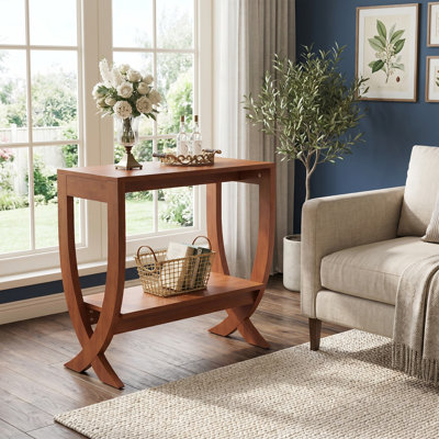 2-Tier Solid Wood End Table, Walnut