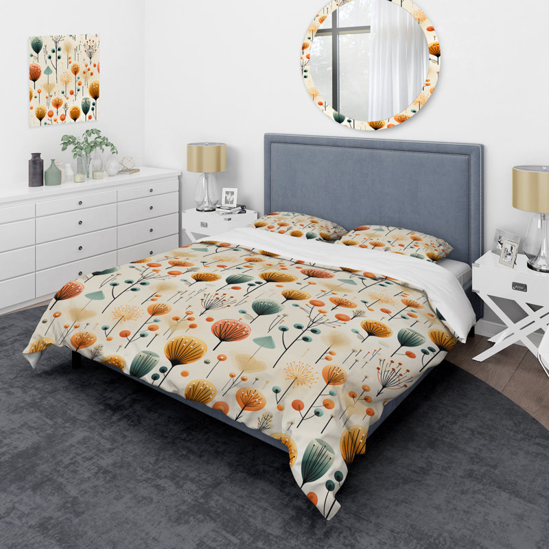 Ensemble de housse de couette scandinave Midcentury Delight, Housse de couette pour grand lit et 2 taies décor