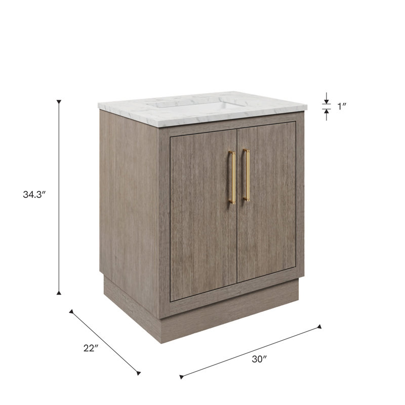 Hugo 30'' W Single Vanity, Satin Gold