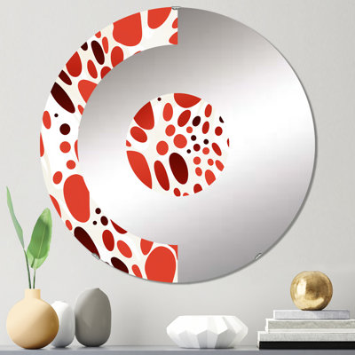 Miroir mural demi-cercle rouge et blanc à pois