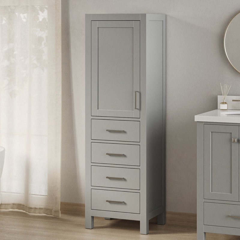 Armoire à linge en bois massif Amariani, Gris