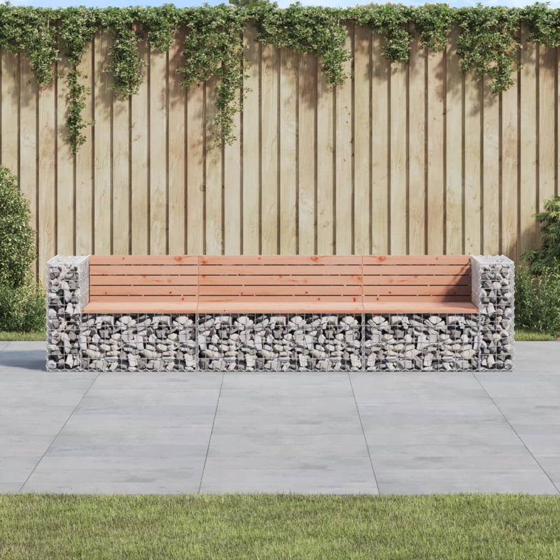 Braeson Steel Outdoor Bench, 65.5 cm H x 287 cm W x 71 cm D, Wood Douglas