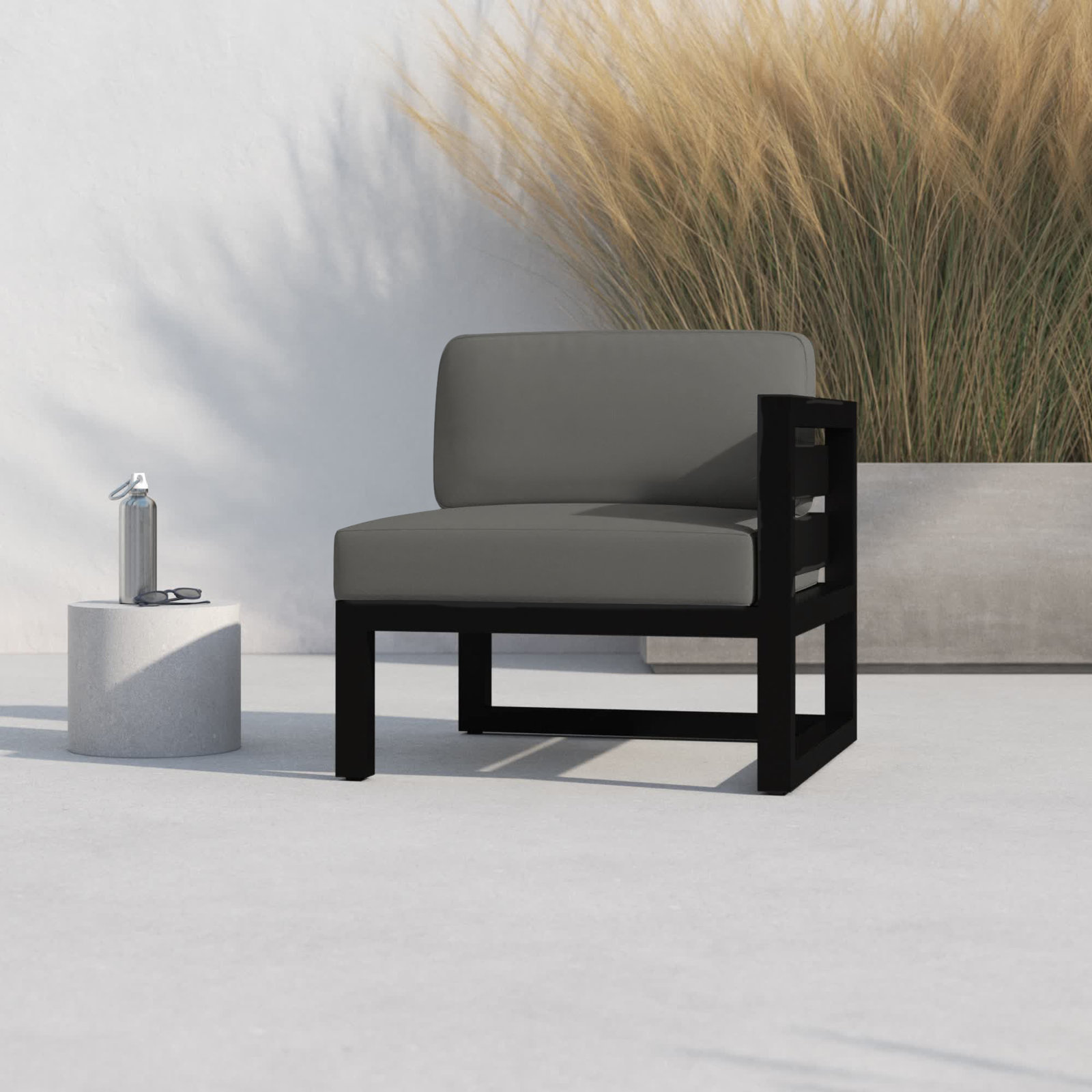 Smith Sunbrella® Patio Lounge Chair, Canvas Charcoal, Black