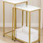 Set of 2 Nesting Faux Marble End Tables, Stacking Side Tables with Fabric Storage Basket, Gold and white-1168405008