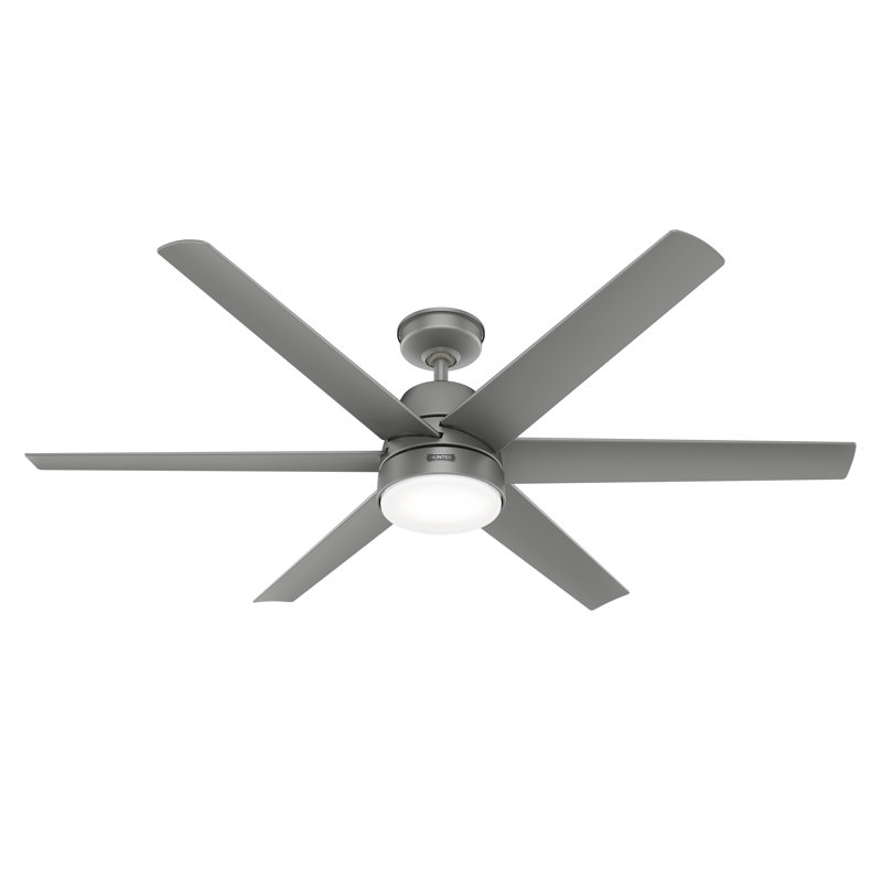 60" Skysail 6 - Blade Wet Rated Ceiling Fan With Lights, Silver