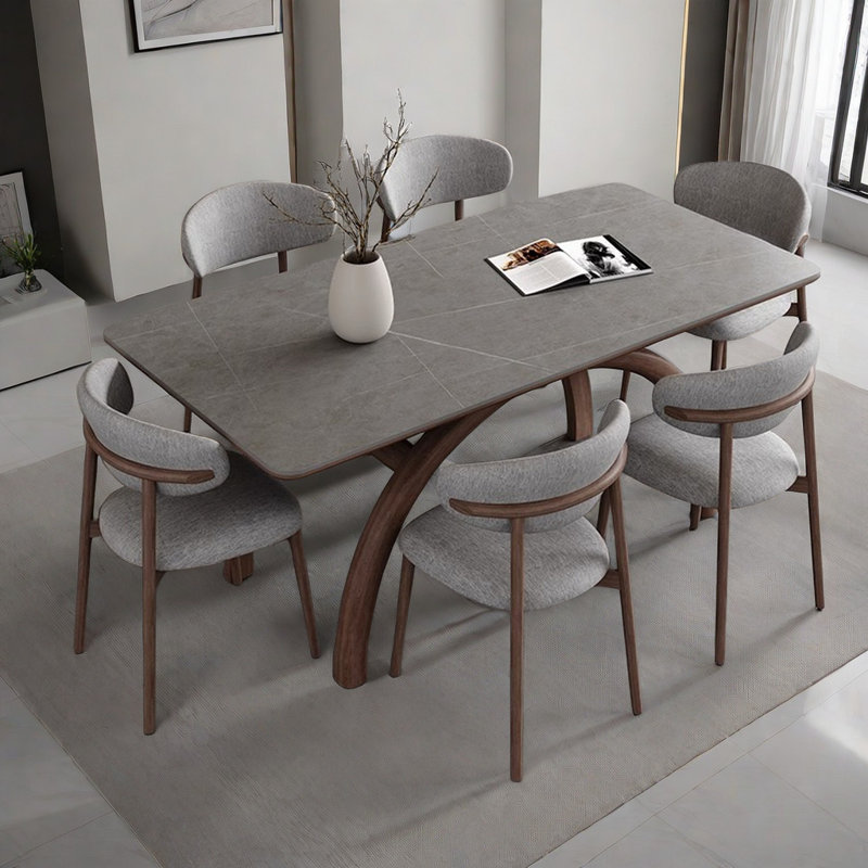 Modern rectangular dining table and chair, 29.5"H x 62.9"L x 31.4"W