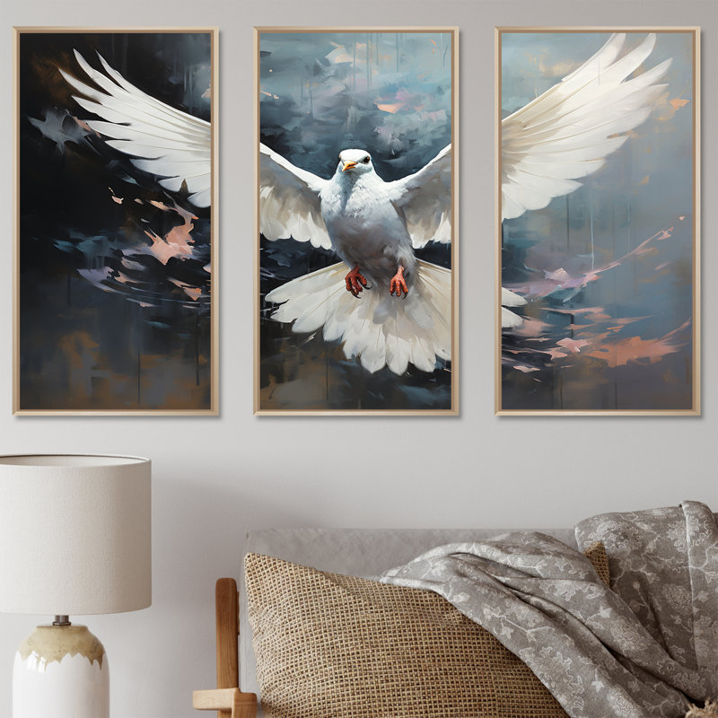 Ensemble de salon Minimalisme Blue Dove III, H 28 po x l 36 po, Cadre naturel flottant