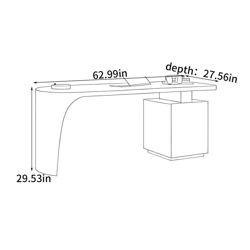 Bureau de petite taille Home Home, Gris / Blanc, H 29,53 po x l 62,99 po x P 27,56 po