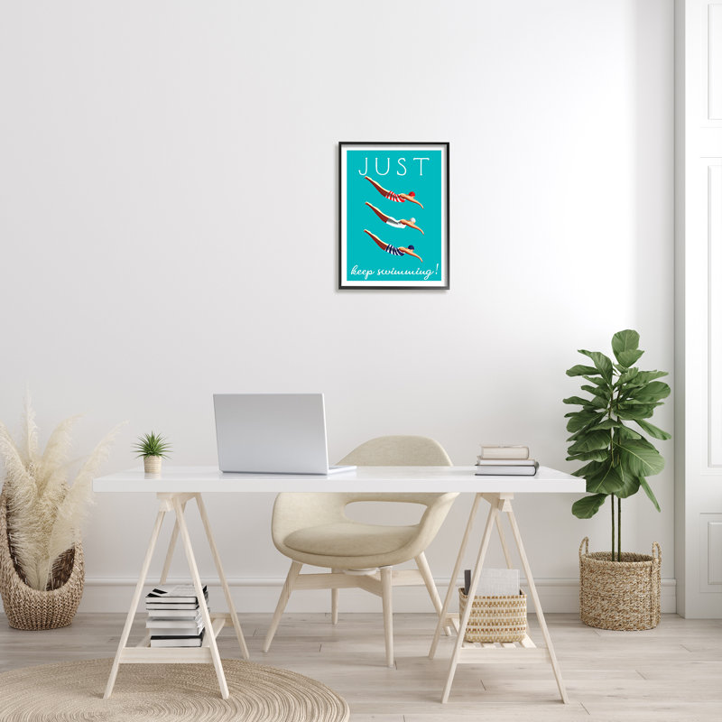 Just Keep Natation - impression, Giclée encadrée noir minuit, H 20 po x l 16 po x P 1,5 po