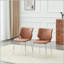 Chaise de salle à manger en cuir ciré brun huilé avec capitonnage à losanges - ensemble de 2-129041804-129041801
