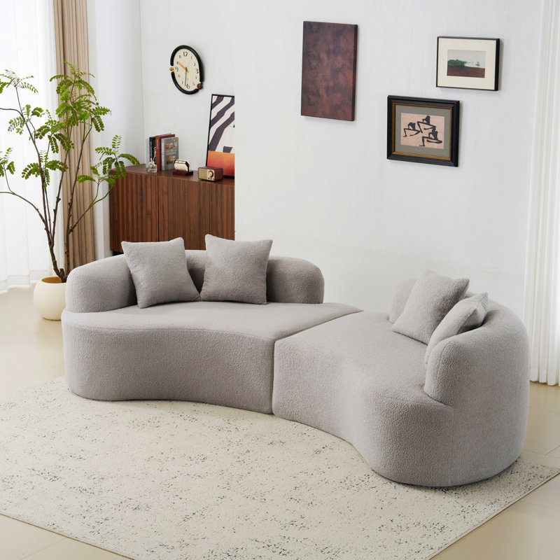 Canapé courbé et rembourré pour petits espaces, Gris