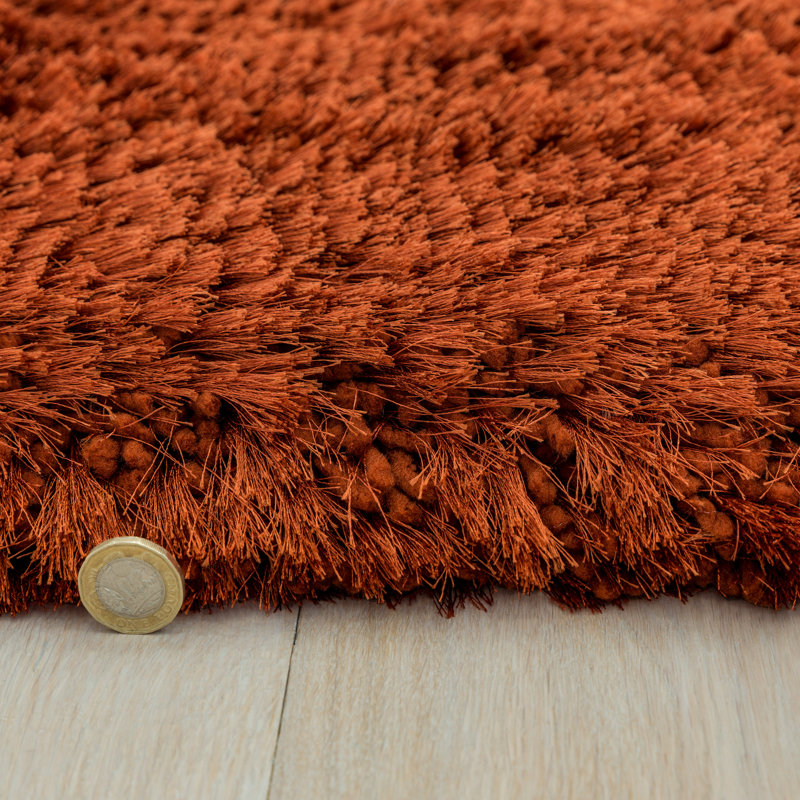 Plush Deep Pile Shaggy Rust Rug, Rectangle 200 x 300cm