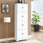 Armoire de rangement blanche à 8 portes et 4 tablettes pour la salle de lavage - pratique avec 8 portes et 4 tablettes pour économiser de l'espace