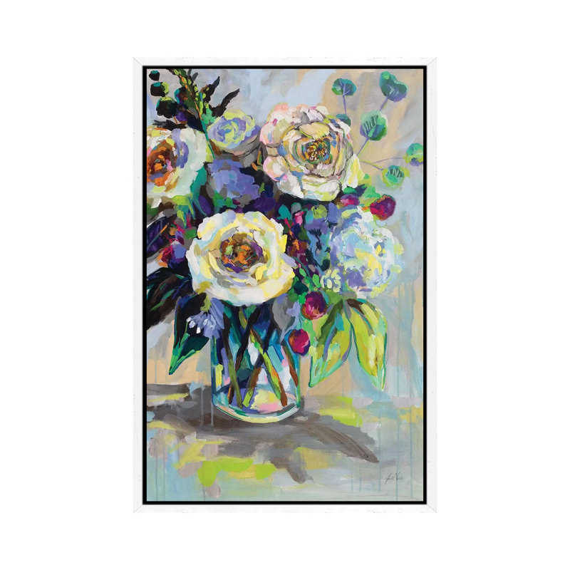 Content by Jeanette Vertentes - Painting on Canvas, White Framed, 101.6cm H x 66.04cm W x 3.81cm D