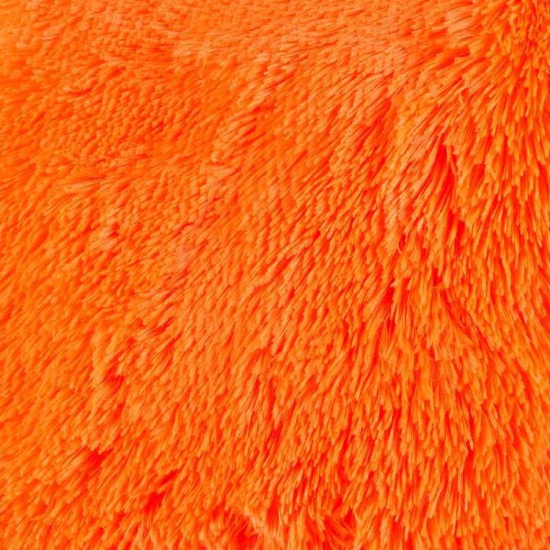 Very Soft and Comfy Plush Faux Fur Throw Pillow, Orange