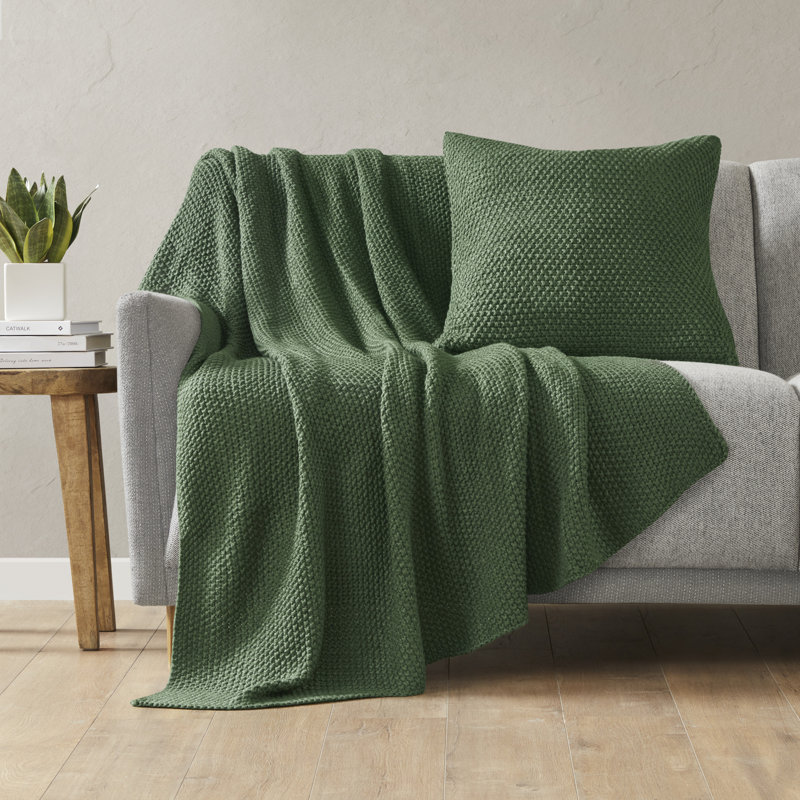 Bree Knit Texture Soft Throw, Green