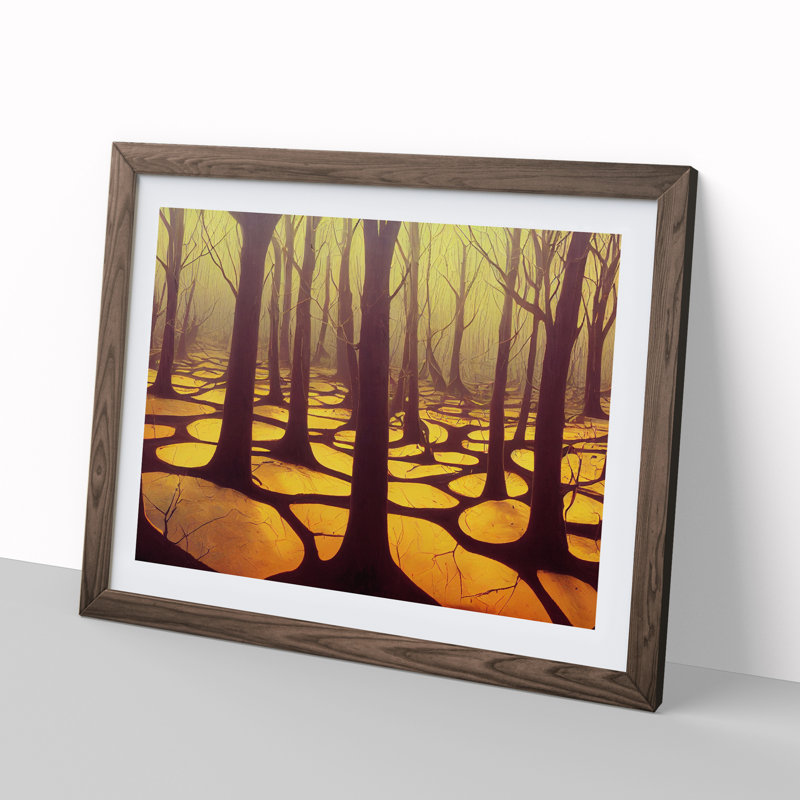 Lush Spring Forest - Single Picture Frame Print, 25cm H x 34cm W x 2cm D, Walnut