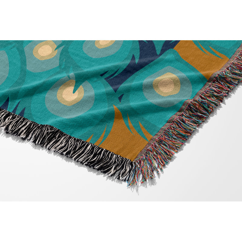Jeté en mélange de coton Nivo Peacock, Sarcelle, L 80 po x l 60 po
