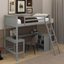 Lit mezzanine simple avec tablettes et bureau-901652603