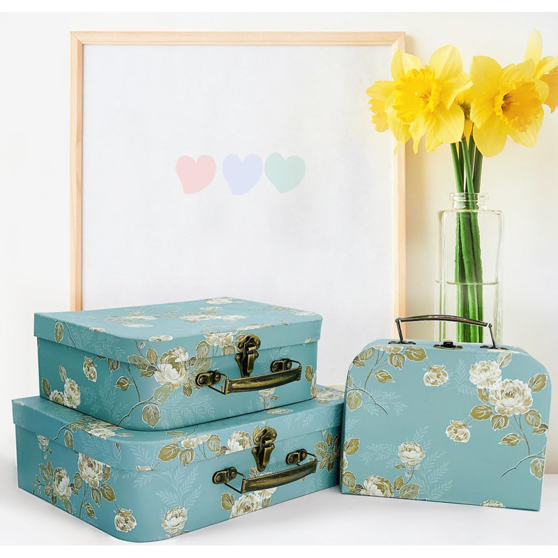 Decorative Box Set - 3 Storage Boxes with Lids, Keepsake & Trinket Boxes