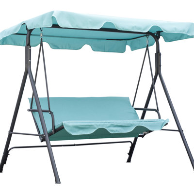 Canopy Porch Swing Chair For 3, , Steel Frame & , Excellent Poolside Enjoyment 3 Adults Patio Swing, Canopy, Fit Poolside, Backyard Spaces