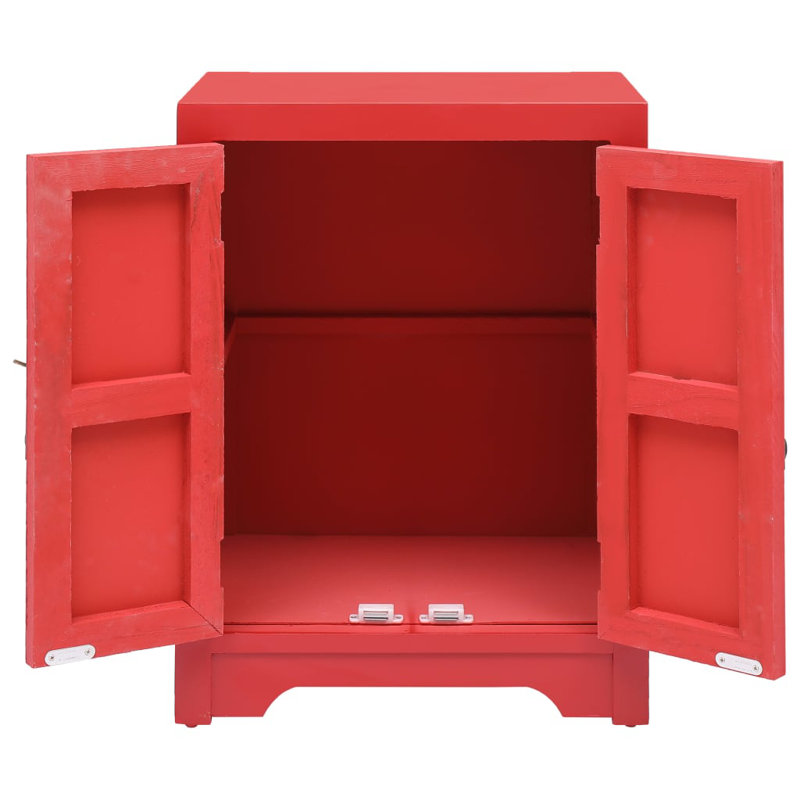Garris 38cm W Solid Wood Bedside Table, Red