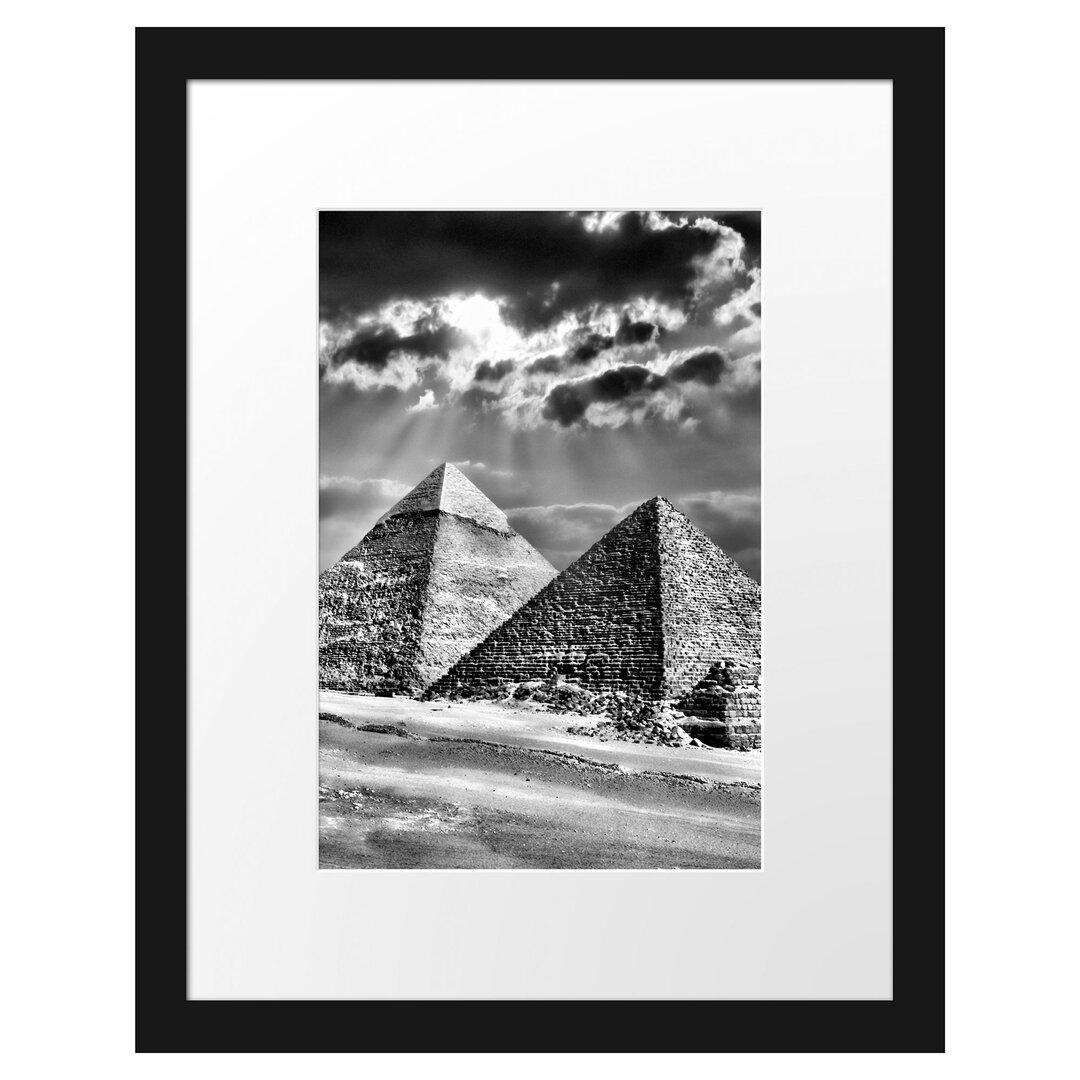 Gerahmtes Poster Pyramiden von Gizeh im Sonnenlicht