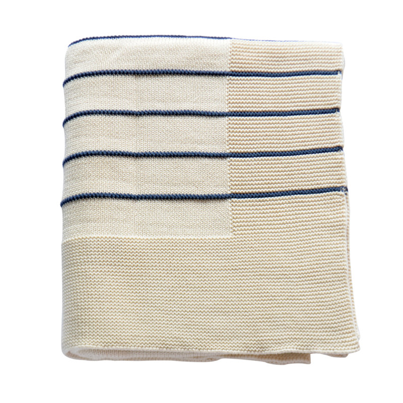 Knitted Throw Blanket, Blue Combo