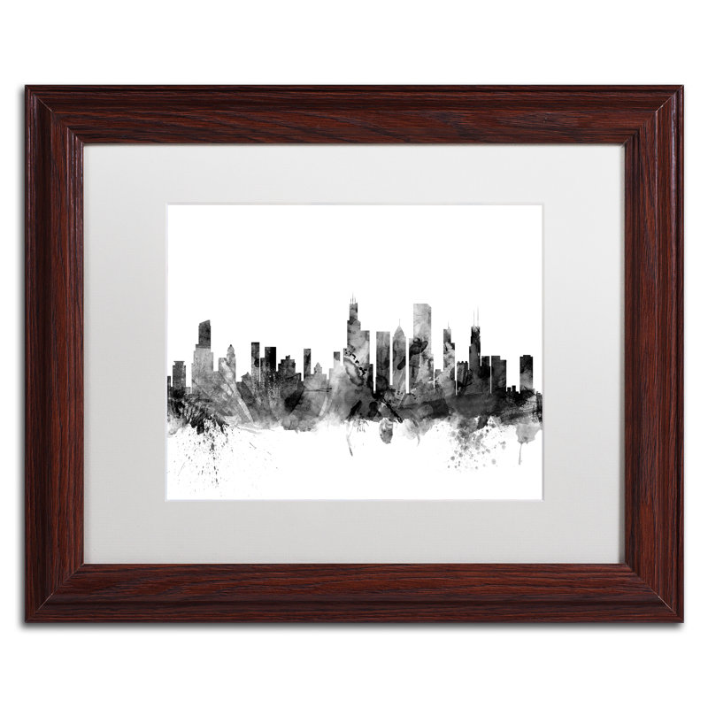 « chicago il horizon b&w », impression encadrée, H 11 po x l 14 po x P 0,5 po