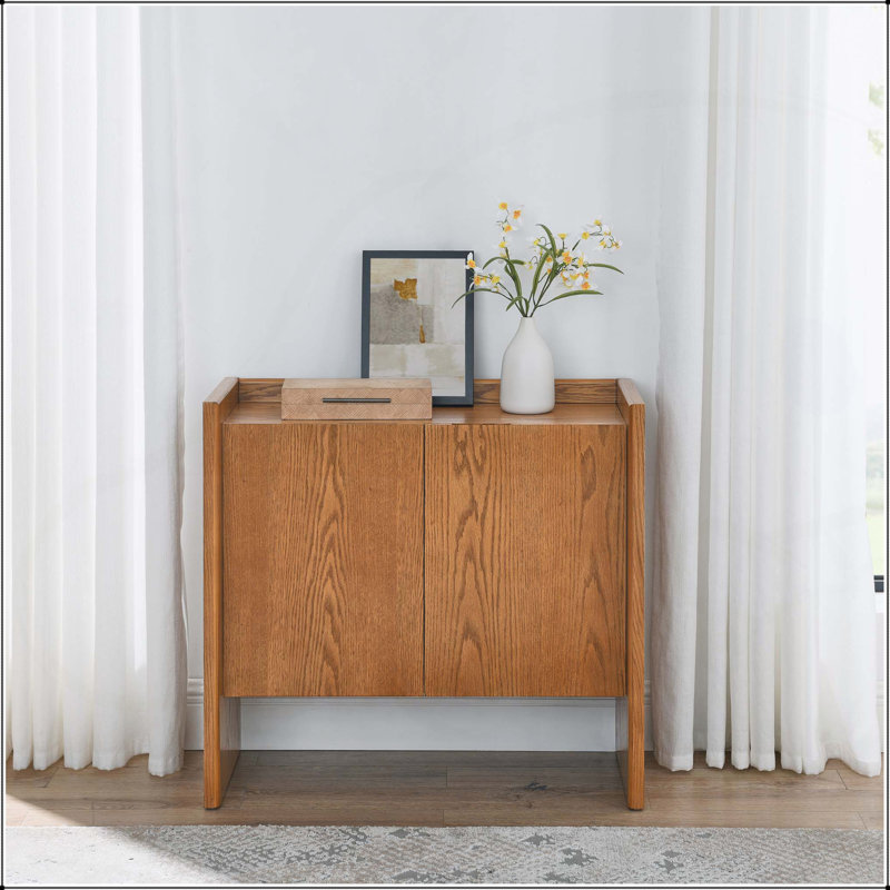 Buffet de couleur noyer, buffet avec tablettes réglables et poignées cachées pour des solutions de rangement élégantes