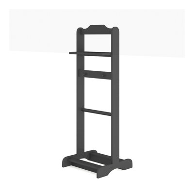 Accent Portable Garment Rack,Clothes Valet Stand With Storage Organizer,Black Finish