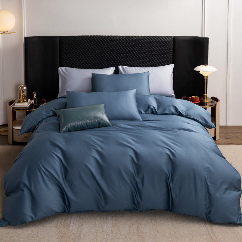 Ensemble de housse de couette MooMee, Housse de couette pour très grand lit et 2 taies , Bleu
