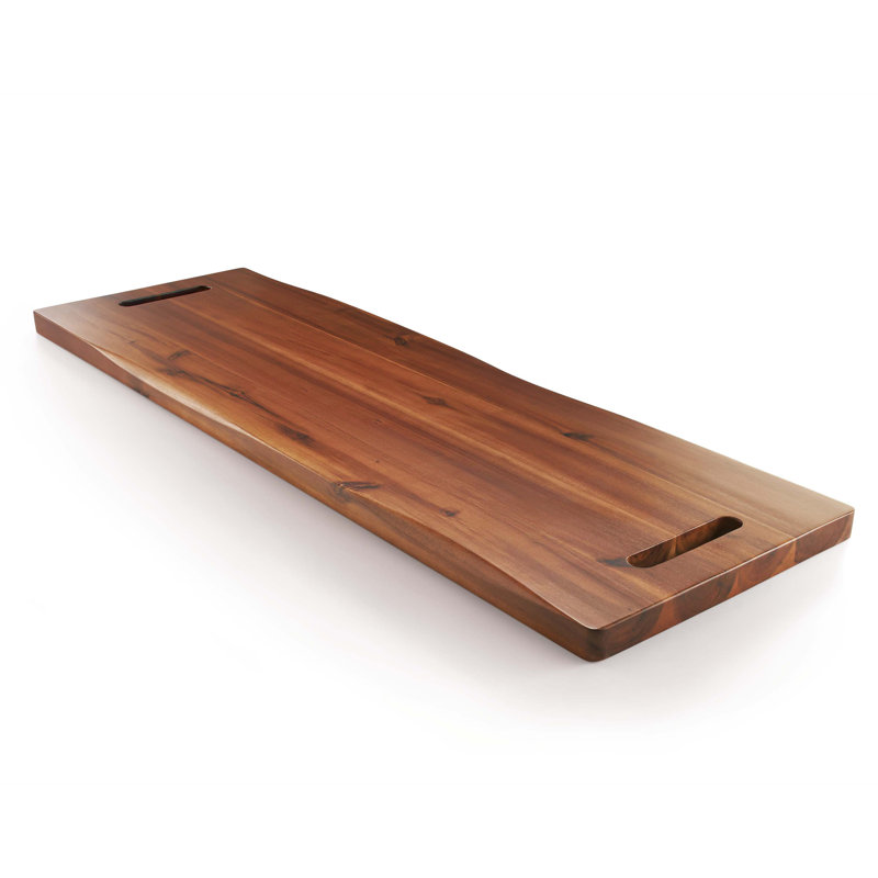 36" Large Acacia Wood Charcuterie Board With Handles - Extra Long Wooden Serving Cheese Boards - Rectangular Serving Platter