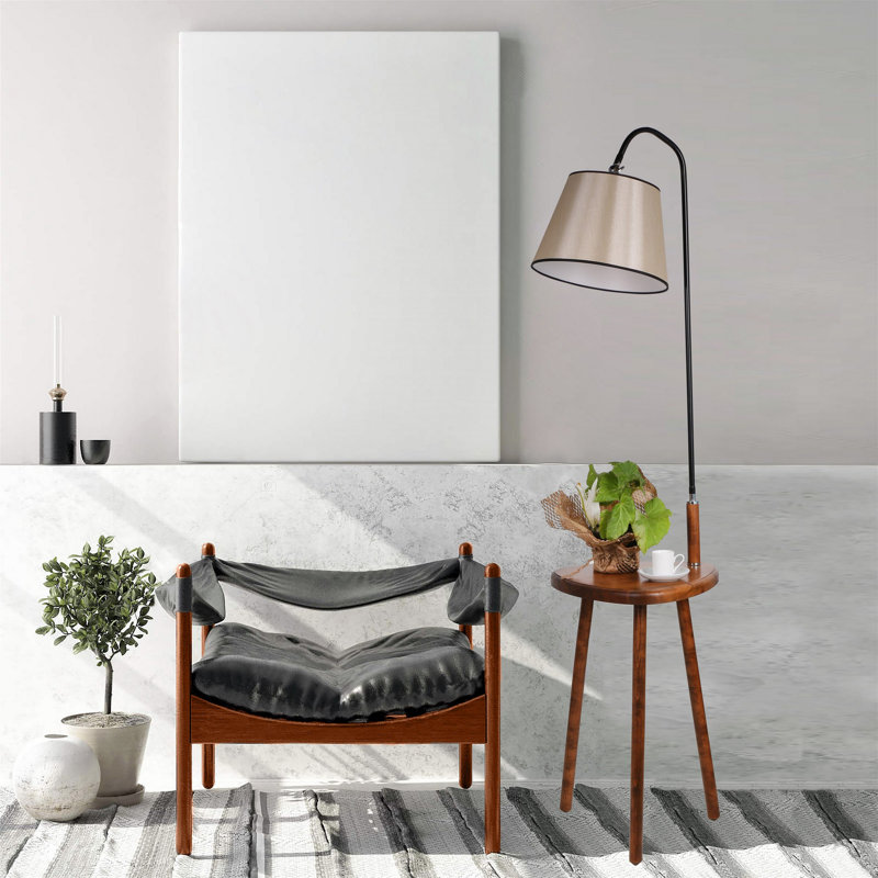 Scotland 160cm Tray Table Floor Lamp, Beige, Black