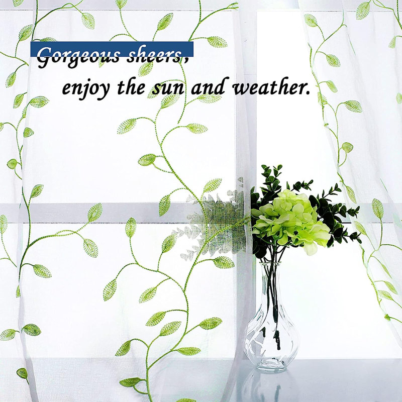 Bohm 54'' W Window Valance, Green Leaves