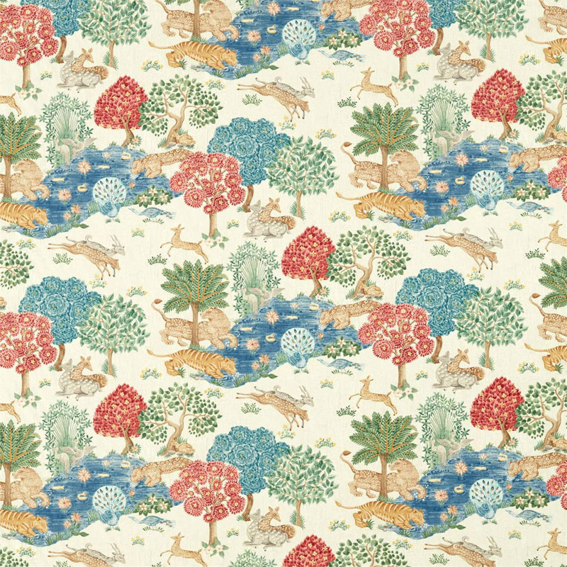 Pamir Garden Fabric, Cream/Indigo