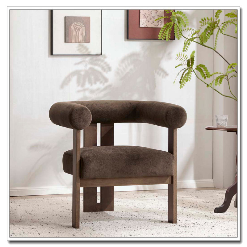 Fauteuil d'appoint rembourré en velours, Marron foncé