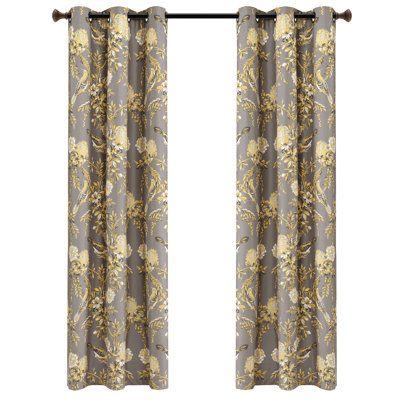 Lush Decor Farmhouse Bird And Flower Blackout Curtain Panels Pair Drapes (Set of 2)