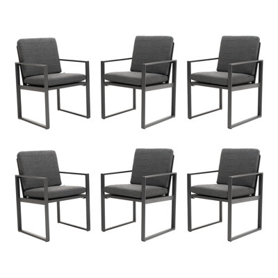 Aluminum Patio Dining Armchair 6 Pieces Outdoor Chairs with Cushion