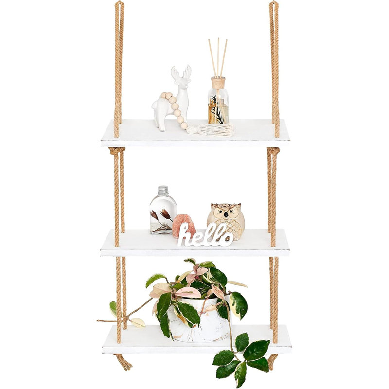 White Wood Wall Mounted Floating Shelf