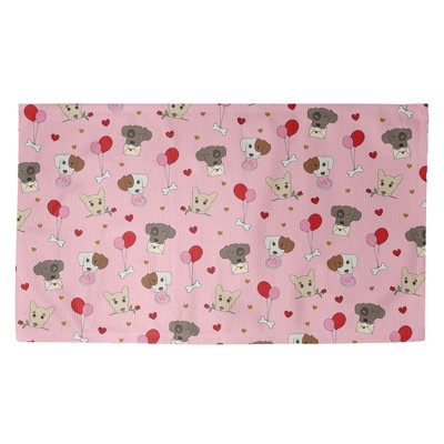 Tapis rose/rouge/beige fait main