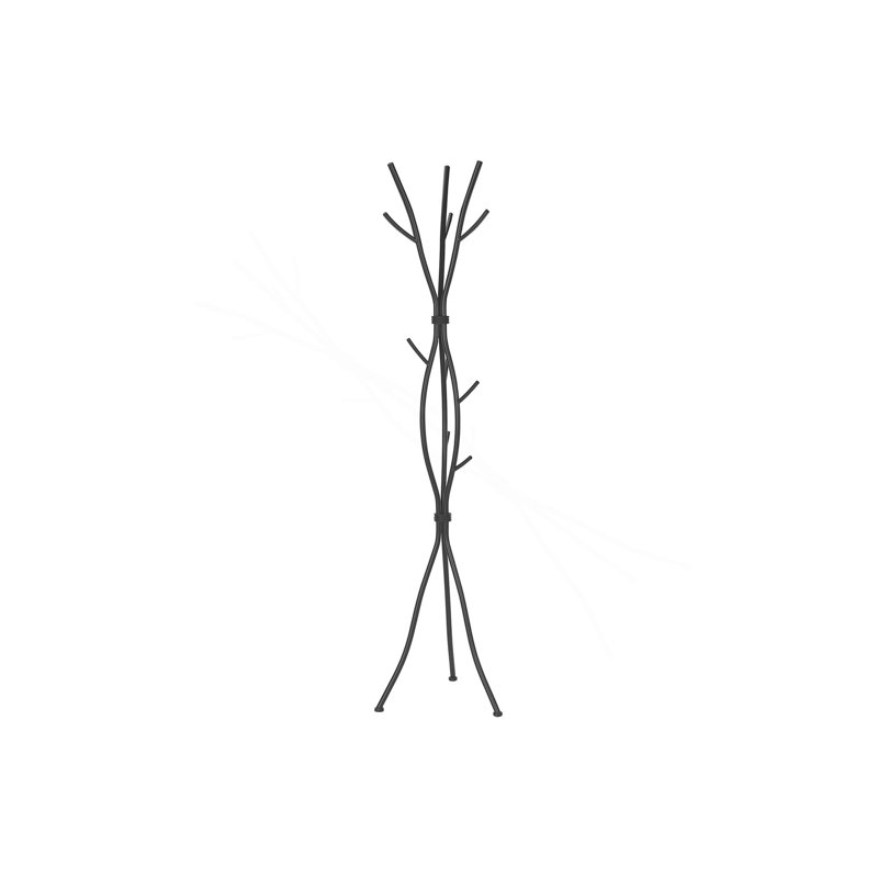 Coat Rack, Hall Tree, Free Standing, 11 Hooks, Entryway, 74"H, Bedroom, Contemporary, Modern, Black