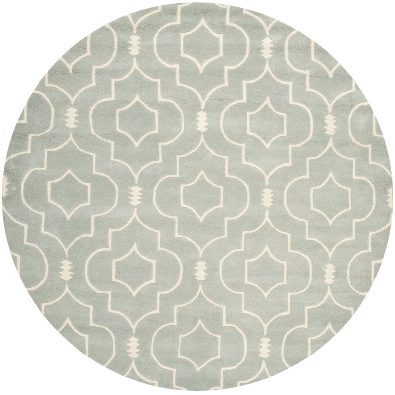 Carolene Hand Tufted Wool Geometric Rug, Round 7'
