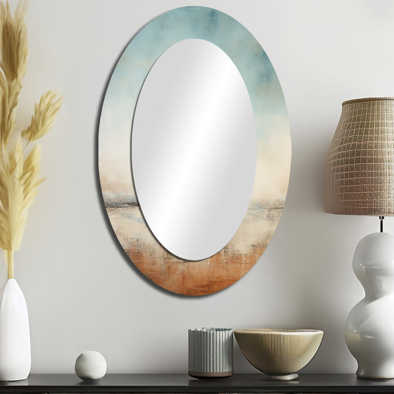 Elemental Eternity Minimalisme - Miroir décoratif ovale abstrait sur métal, 36 po x 24 po