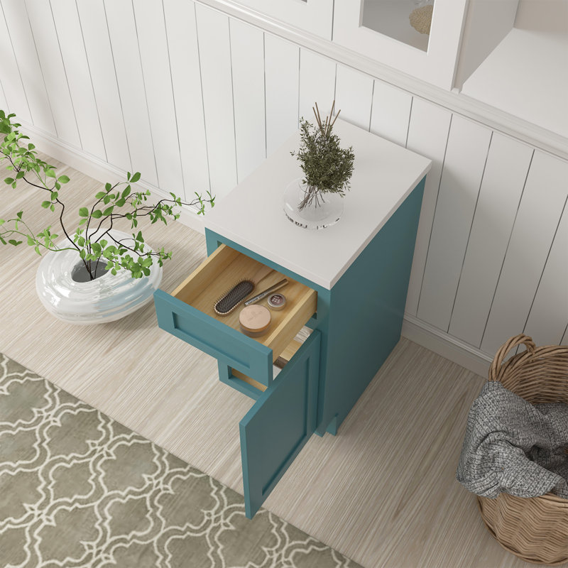Base de meuble-lavabo simple Heyward, H 32,5 po x l 15 po x P 21 po, Bleu-vert