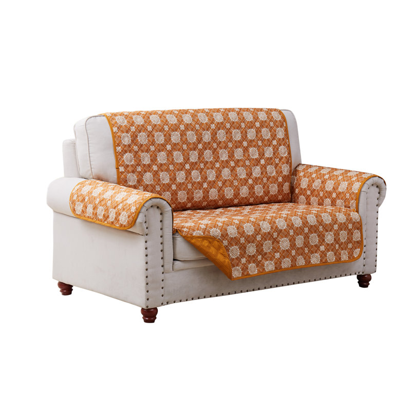 Housse pour causeuse à coussins carrés/rectangulaires, Polyester jaune mandala